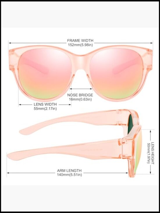 Polarized Fit Over Sunglasses, TR90 Frame, UV400 Protection, Cat Eye